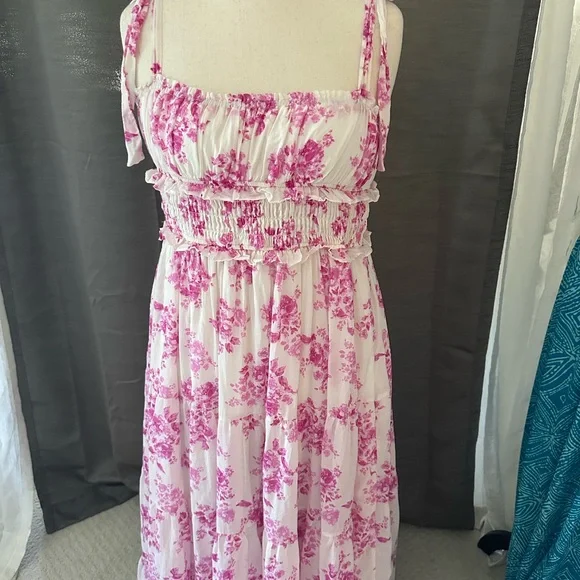 Aqua Pink and White Floral Dress - NWOT - Picture 1 of 10